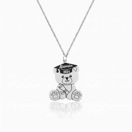 custom graduation bear necklace name year graduaation bear necklace cute teddy bear with motarboard and scroll necklace graduation gift