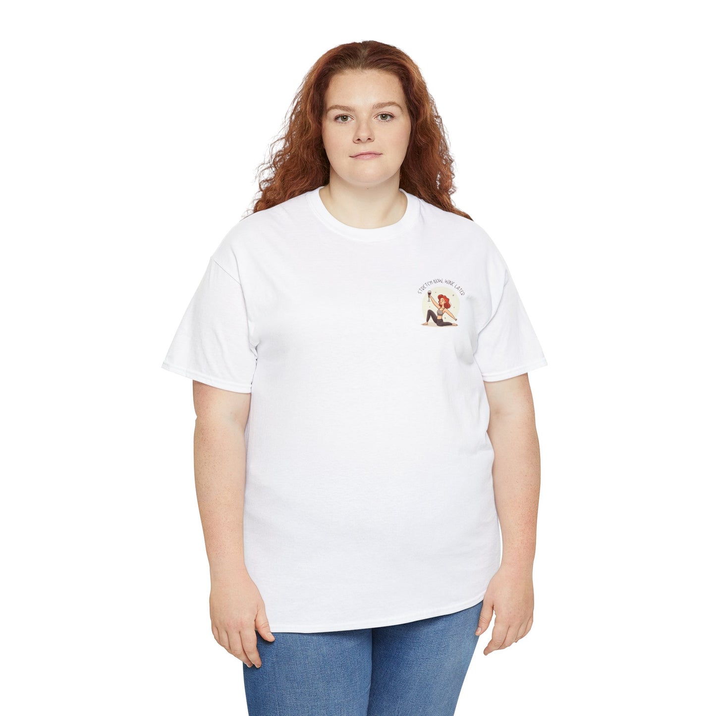 Stretch Now Wine Later Graphic T-Shirt (Ginger)