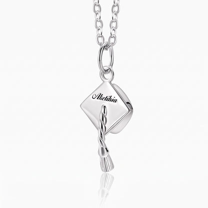 custom engraving mortarboard graduation cap charm necklace 925 sterling silver graduation hat pendant graduation womans jewelry gift