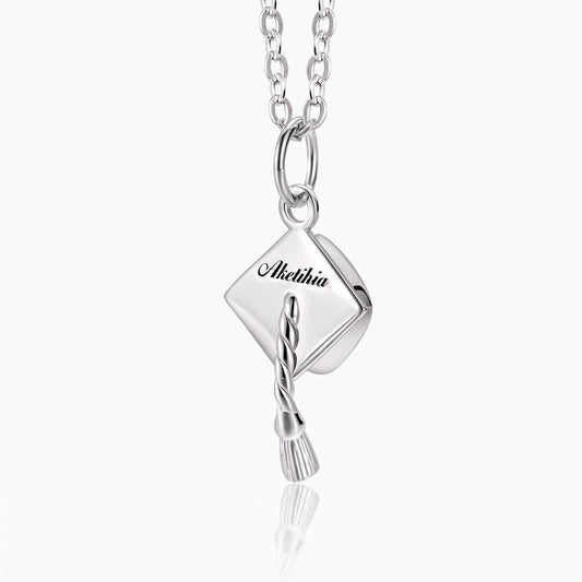 custom engraving mortarboard graduation cap charm necklace 925 sterling silver graduation hat pendant graduation womans jewelry gift