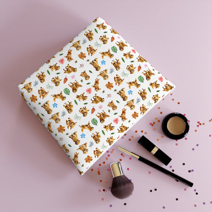 Golden Retriever Print Cotton Cosmetic Bag/Make up Organizer & Travel Pouch