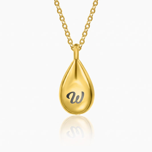custom tiny teardrop urn necklace with initial personalized cremation urn jewelry cremation ashes storage necklace bereavement gift
