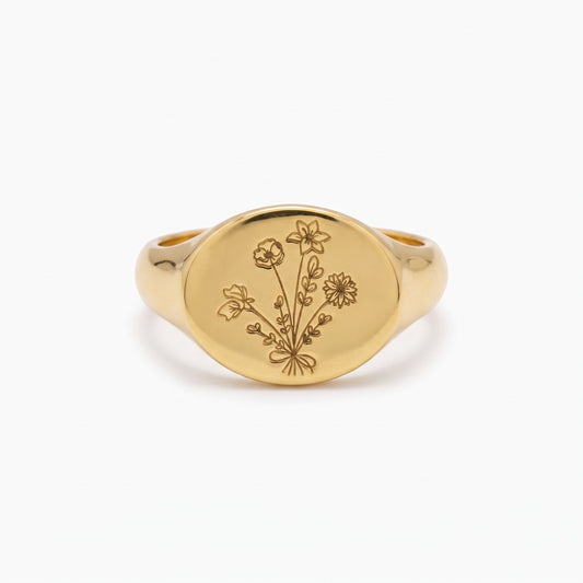 multiple birth flower signet ring