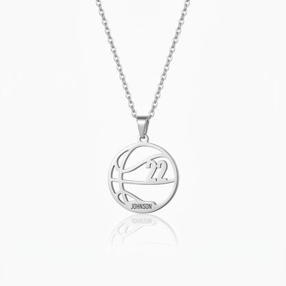 custom engraved name number basketball ball necklace basketball player number necklace basketball team stainless steel ball necklace