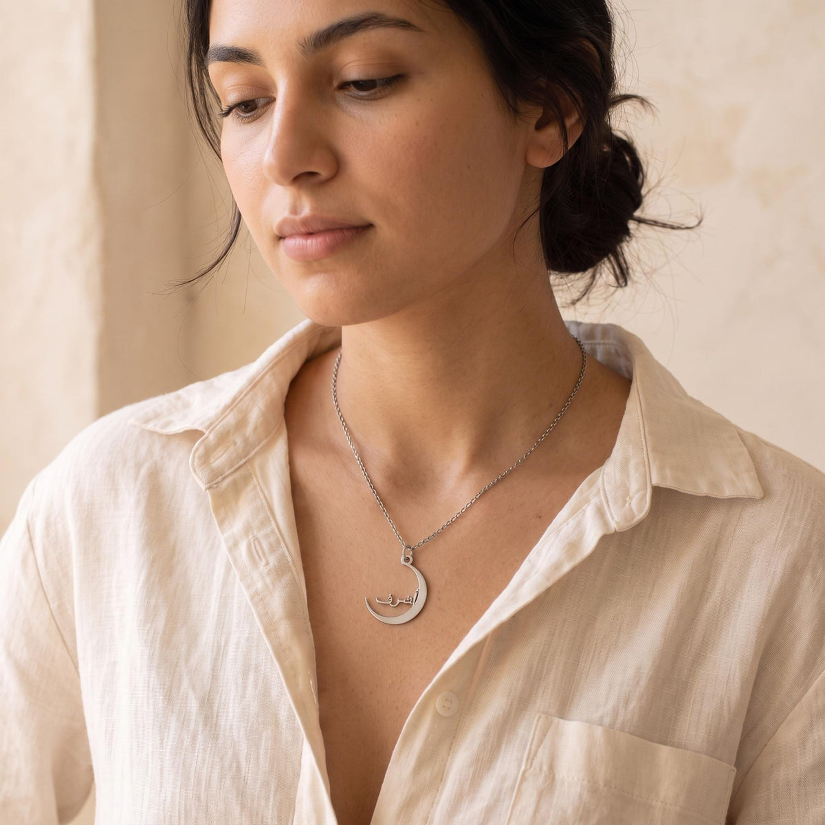 Arabic Name Crescent Moon Necklace photo 6