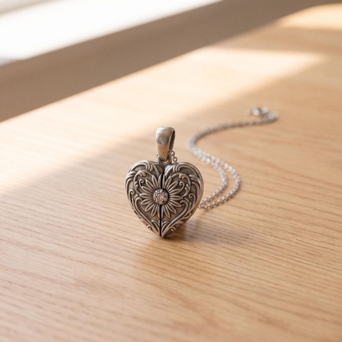 Custom Vintage Photo Locket Necklace with Heart Wings photo 8