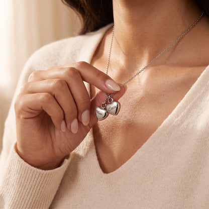 Personalized Name Double-Heart Urn Necklace for Ashes photo 1
