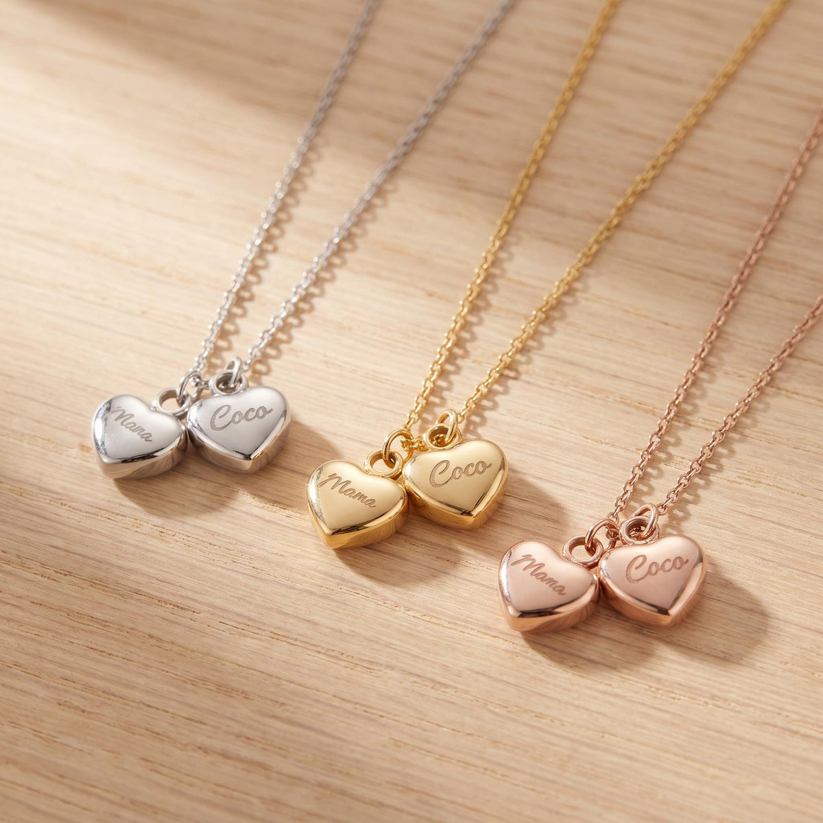 Personalized Name Double-Heart Urn Necklace for Ashes photo 2