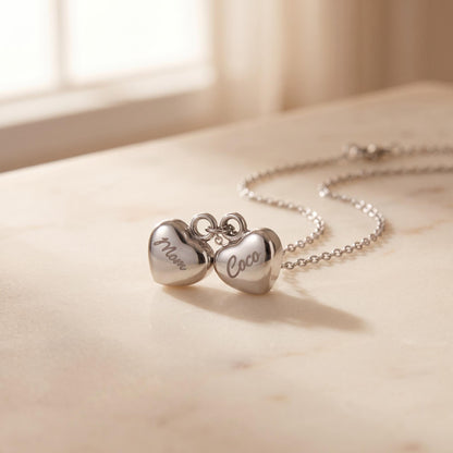 Personalized Name Double-Heart Urn Necklace for Ashes photo 5