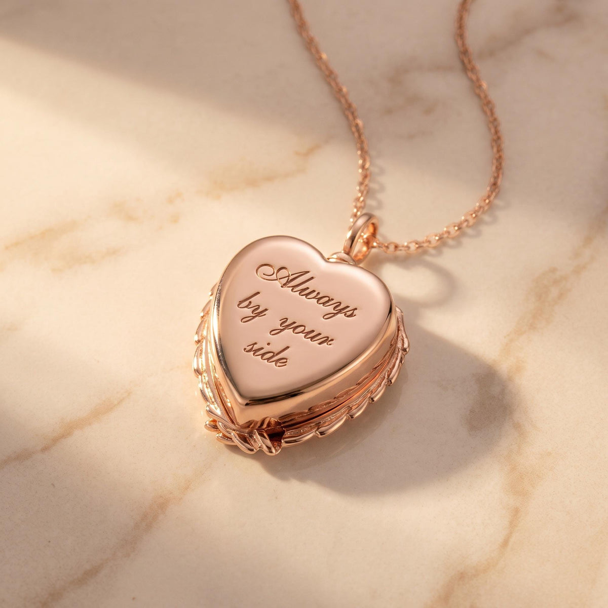 Personalized Angel Wings Heart Photo Locket Necklace photo 3