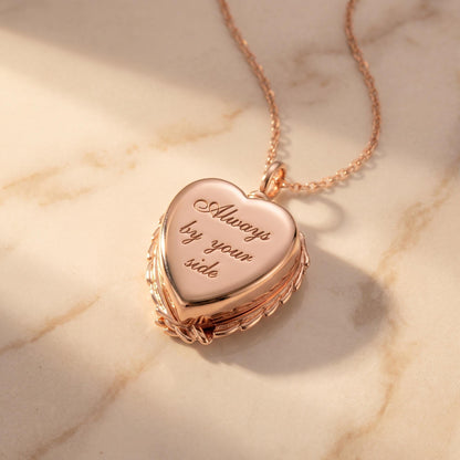 Personalized Angel Wings Heart Photo Locket Necklace photo 3