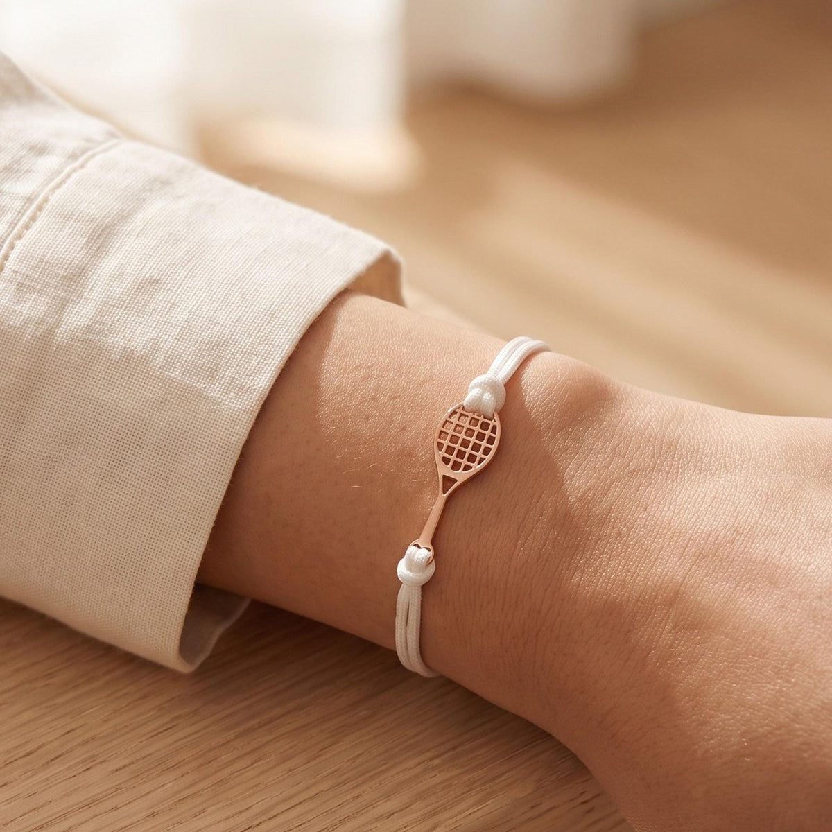 Personalized Tennis Racket Bracelet with Initial photo 2