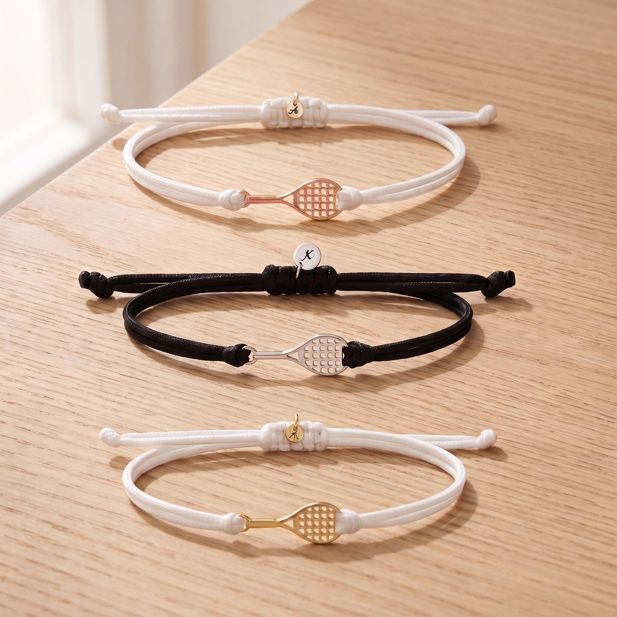 Personalized Tennis Racket Bracelet with Initial photo 3