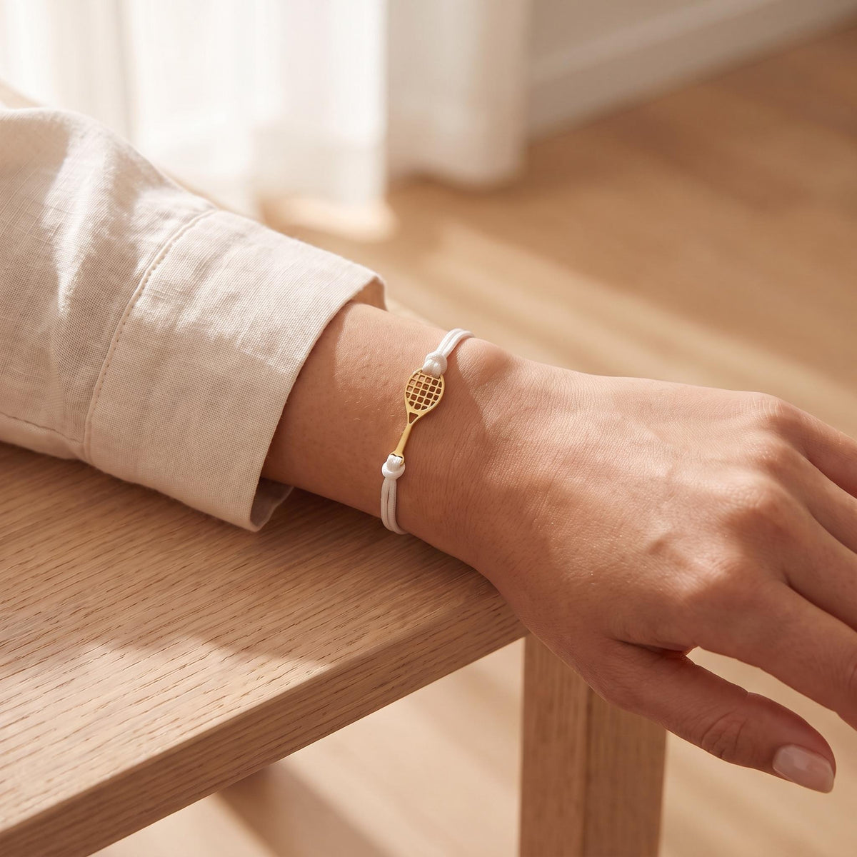 Personalized Tennis Racket Bracelet with Initial photo 6