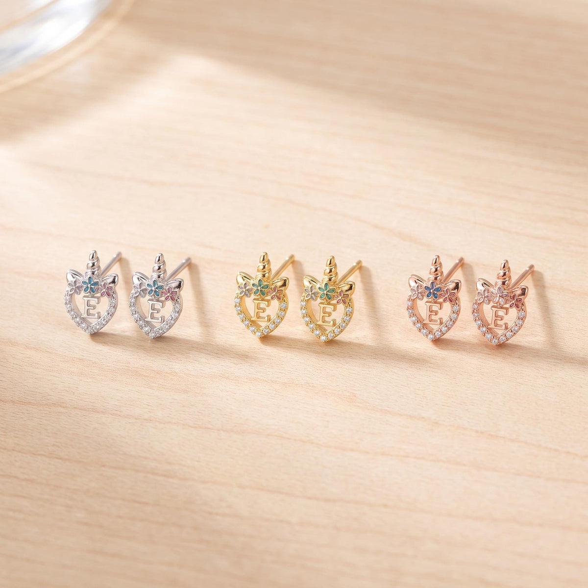 Unicorn Earrings with Custom Initial photo 4