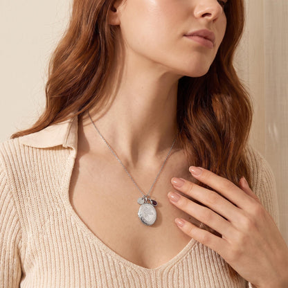 Custom Locket Necklace with Birth Flower & Birthstone photo 2