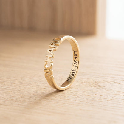 Personalized Name Stackable Rings with Inner Engraving photo 5