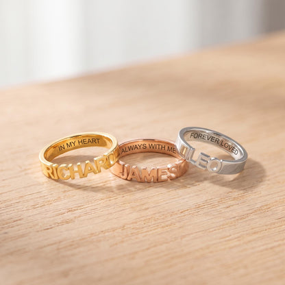 Personalized Name Stackable Rings with Inner Engraving photo 7