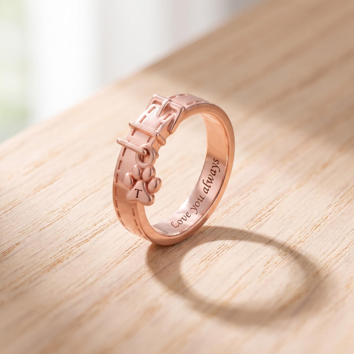 Custom Engraved Pet Collar Ring with Initial Charm photo 6