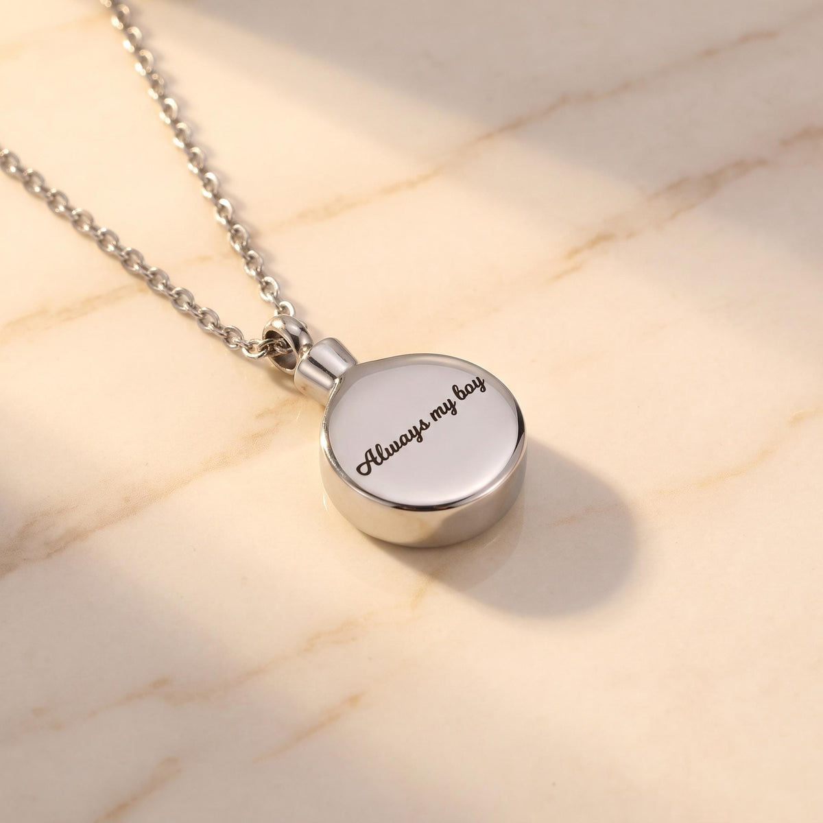 Personalized Tree of Life Cremation Urn Necklace in Stainless Steel photo 6