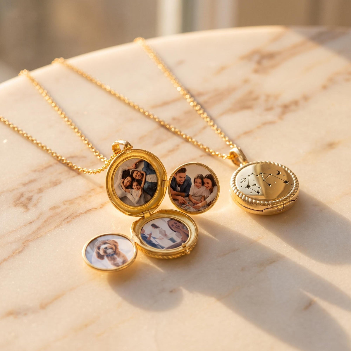 Personalized 4 Photo Constellation Locket Necklace photo 2
