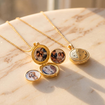 Personalized 4 Photo Constellation Locket Necklace photo 2
