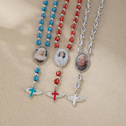 Photo Rosary Beaded Necklace with Angel Wings photo 4