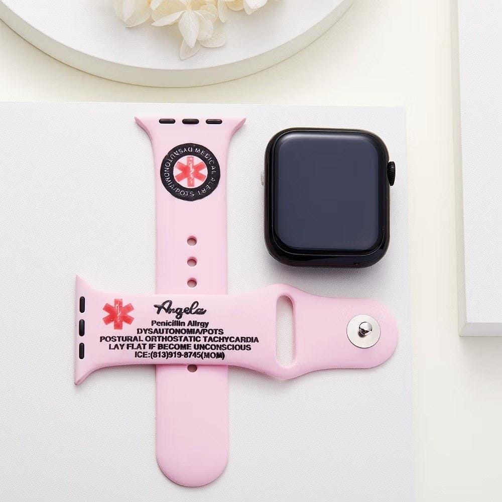 Engraved Medical Alert Silicone Smart Watch Band photo 2