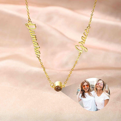 Sideways Name Photo Projection Necklace photo 2