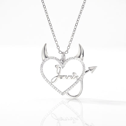 personalized devil heart name necklace