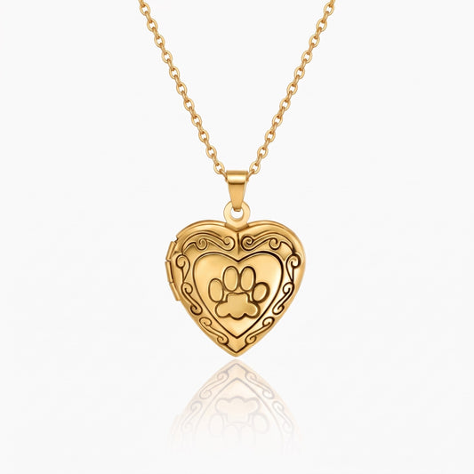 personalized pet paw heart locket necklace