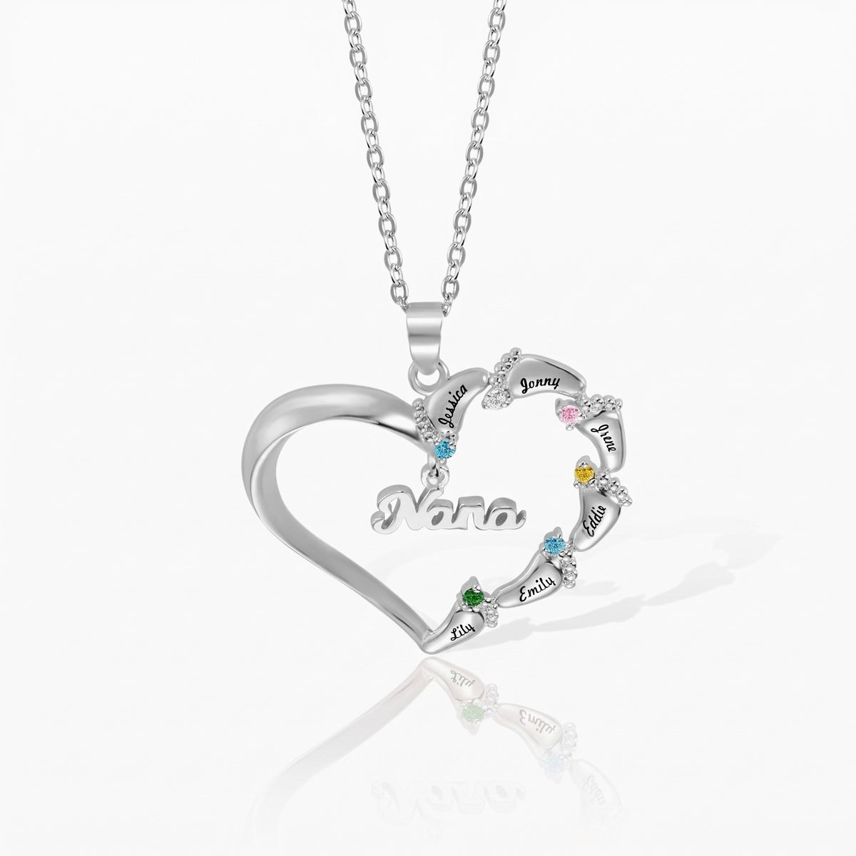 personalized name baby feet heart necklace