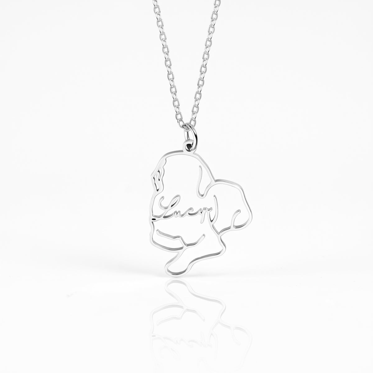 personalized dog breed silhouette name necklace