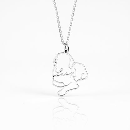 personalized dog breed silhouette name necklace