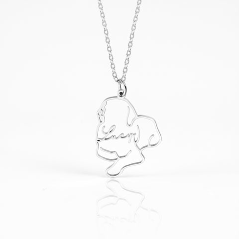 Personalized Dog Breed Silhouette Name Necklace
