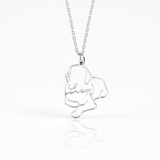 personalized dog breed silhouette name necklace
