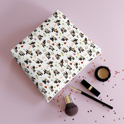 Border Collie Print Cotton Cosmetic Bag/Makeup Travel Pouch