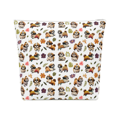 Shih Tzu Print Cotton Cosmetic Bag/Makeup Travel Pouch