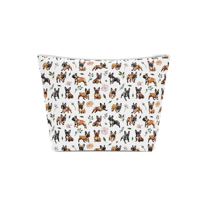 French Bulldog Print Cotton Cosmetic Bag/Makeup Organizer & Travel Pouch