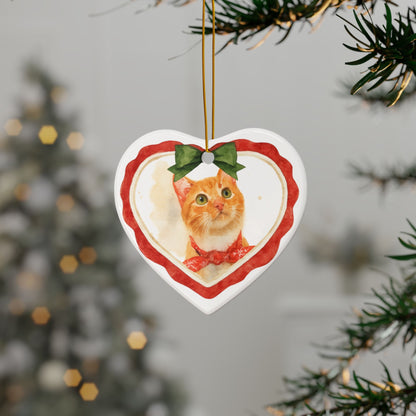 Pet Watercolor Christmas Personalized Heart Tree Ornament