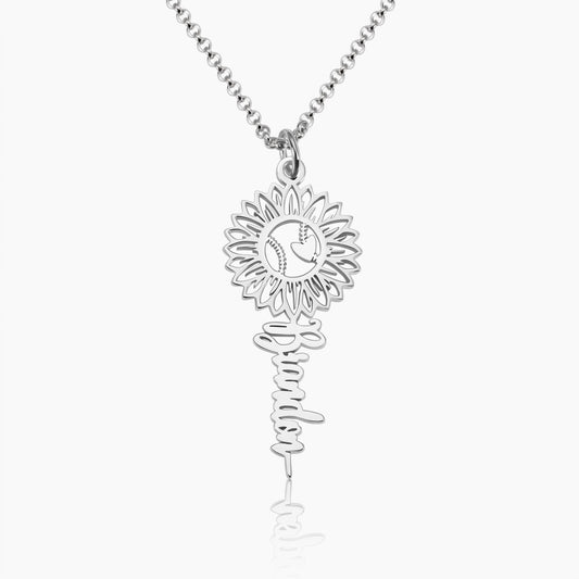 personalized sports sunflower necklace