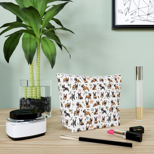 French Bulldog Print Cotton Cosmetic Bag/Makeup Organizer & Travel Pouch