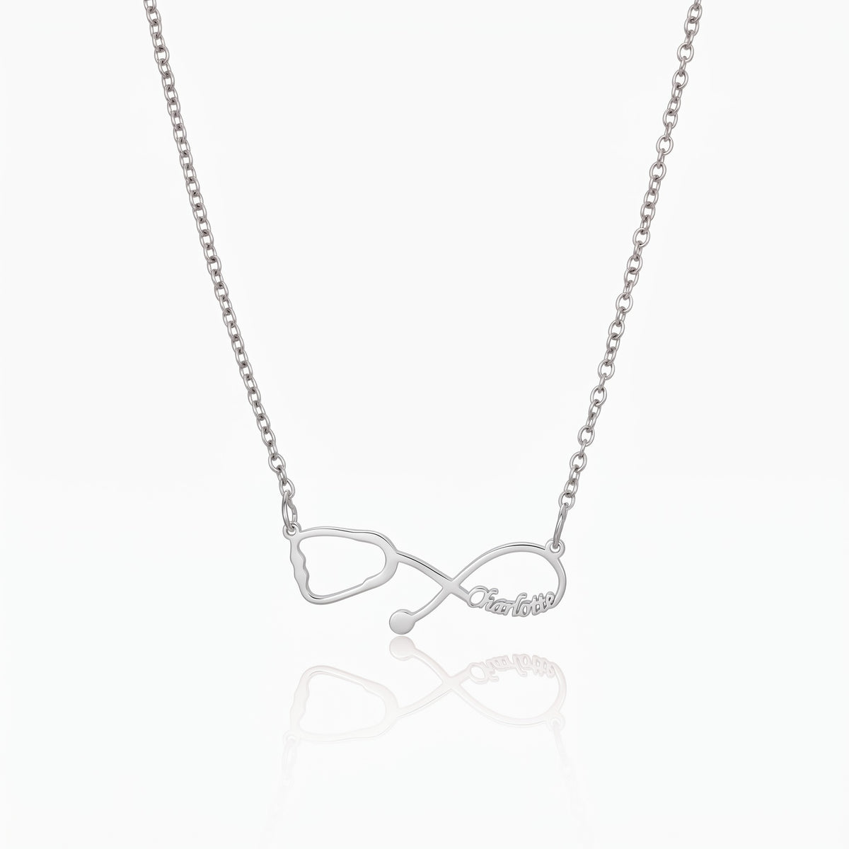 custom stethoscope infinity name necklace