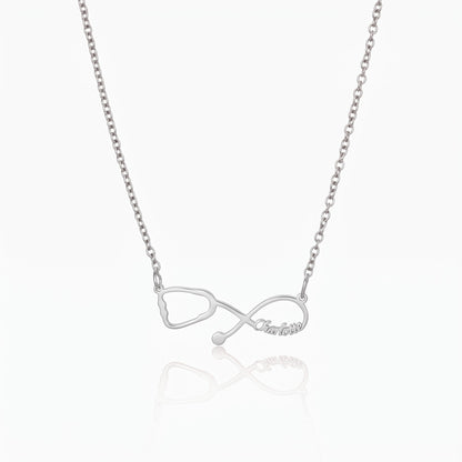 custom stethoscope infinity name necklace