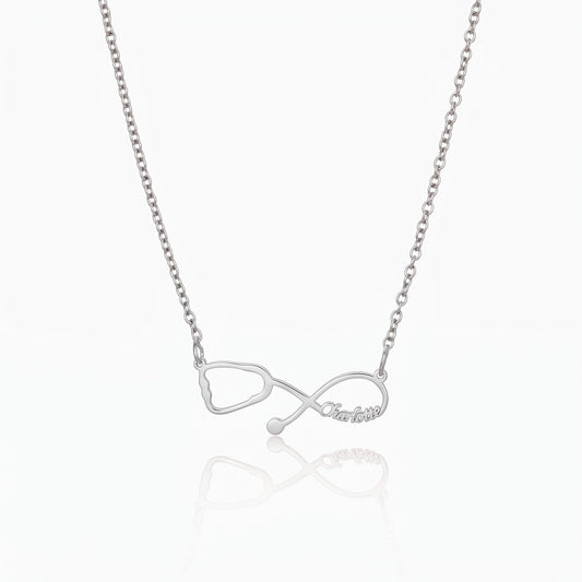 custom stethoscope infinity name necklace