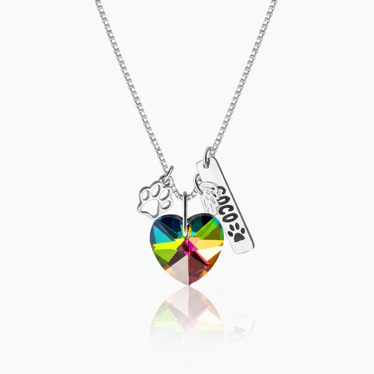 personalized pet loss rainbow crystal necklace