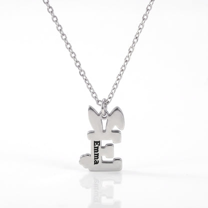 custom initial easter bunny letter necklace