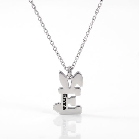 Custom Initial Easter Bunny Letter Necklace