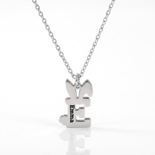 custom initial easter bunny letter necklace