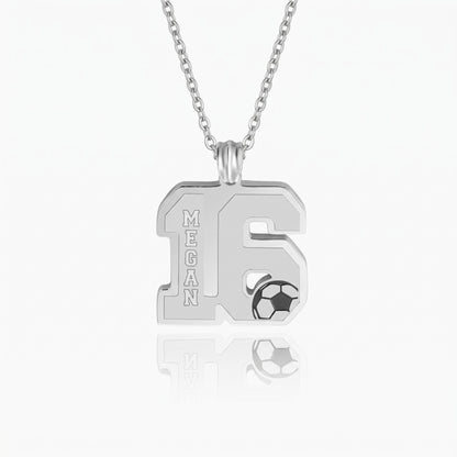 custom name soccer number necklace